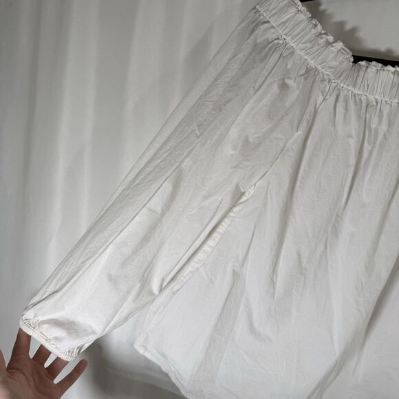 Gap Blouse Women's Medium White Long Sleeve Off the Shoulder 100% Cotton - Picture 2 of 11